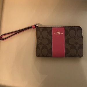 Coach wristlet - pink leather and monogram wristlet with tags